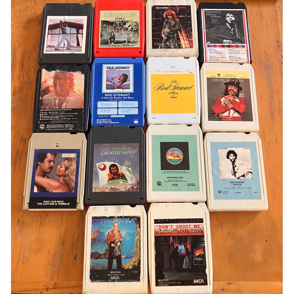 Mixed Yacht Rock 8-Track Tape Lot 14pc Elton John Billy Joel Rod Stewart Vintage